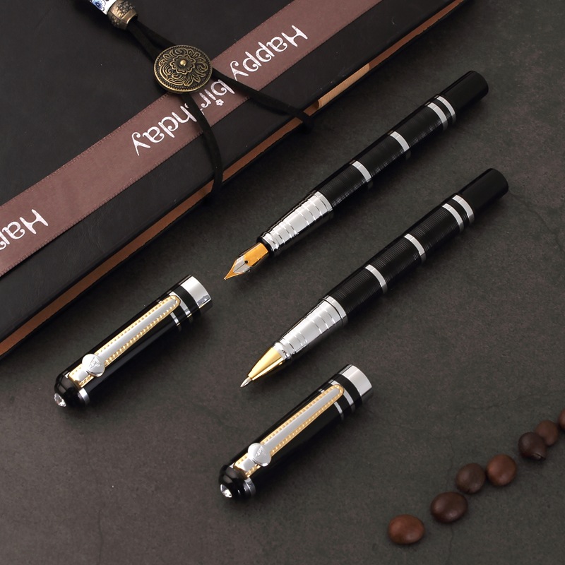 Venta al por mayor de metal punta curva pluma firma pluma perla pluma negocio publicidad regalo tinta pluma entrega de una sola pieza