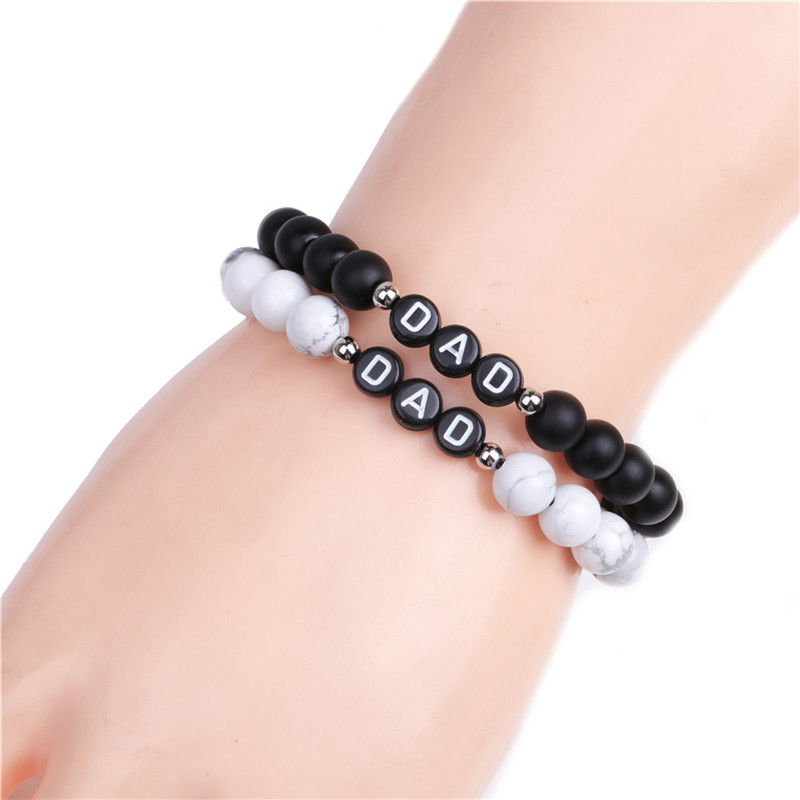 El Comercio exterior transfronterizo Amazonas blanco turquesa pulsera de piedra volcánica letra inglesa DAD pulsera de cuentas fabricante