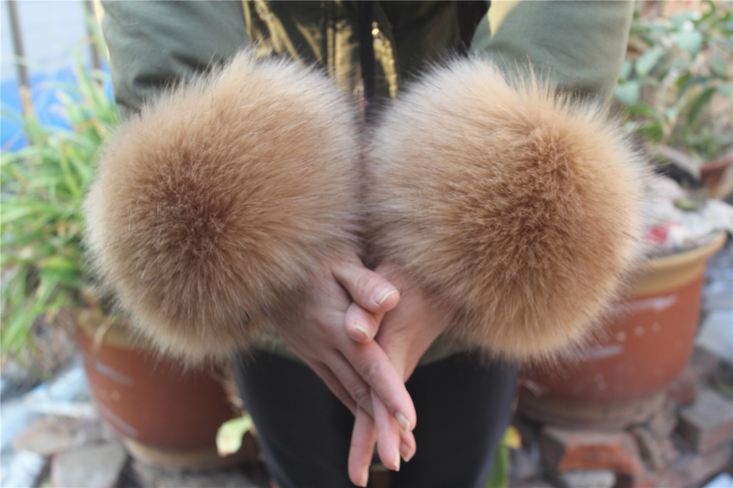 Pulsera de piel de zorro de piel sintética de piel de mapache pulsera de piel de conejo de piel sintética