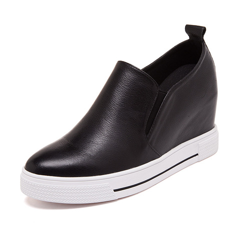 Women's Loafers  New Korean Style White Leather Shoes Women's Casual Spring and Autumn Thick Sole Single Shoes Dropshipping One Piece