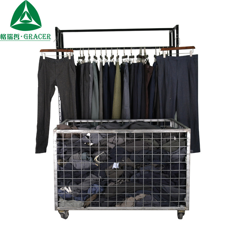 二手宽松秋冬季服装男士免烫西装裤中年直筒商务男裤加绒厚裤子