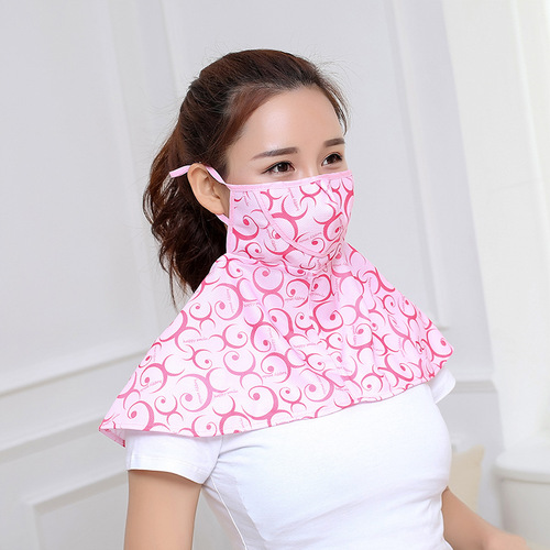 Korean Version New Women's Summer Face Mask Outdoor Large Overshawl Sun Protection Face Mask Neck Protection Sunshade UV Protection Face Mask