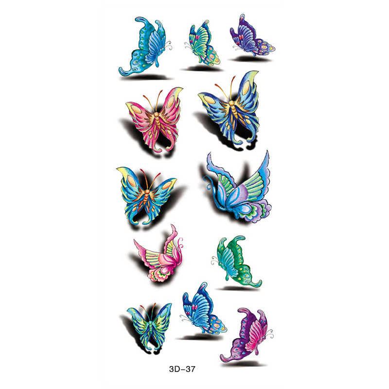 Rosa tatuaje pegatinas 3D TikTok Net color rojo impresión tatuaje pegatinas mariposa flor impermeable tatuaje pegatinas