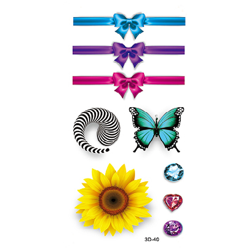 Rosa tatuaje pegatinas 3D TikTok Net color rojo impresión tatuaje pegatinas mariposa flor impermeable tatuaje pegatinas