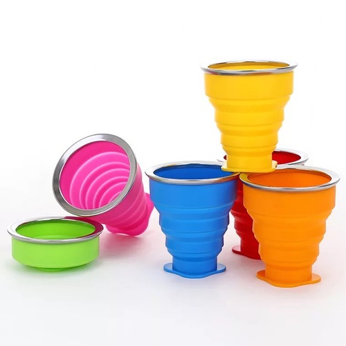 New 200ml travel stainless steel silicone foldable cup, convenient to carry, odorless cup, can print cup logo