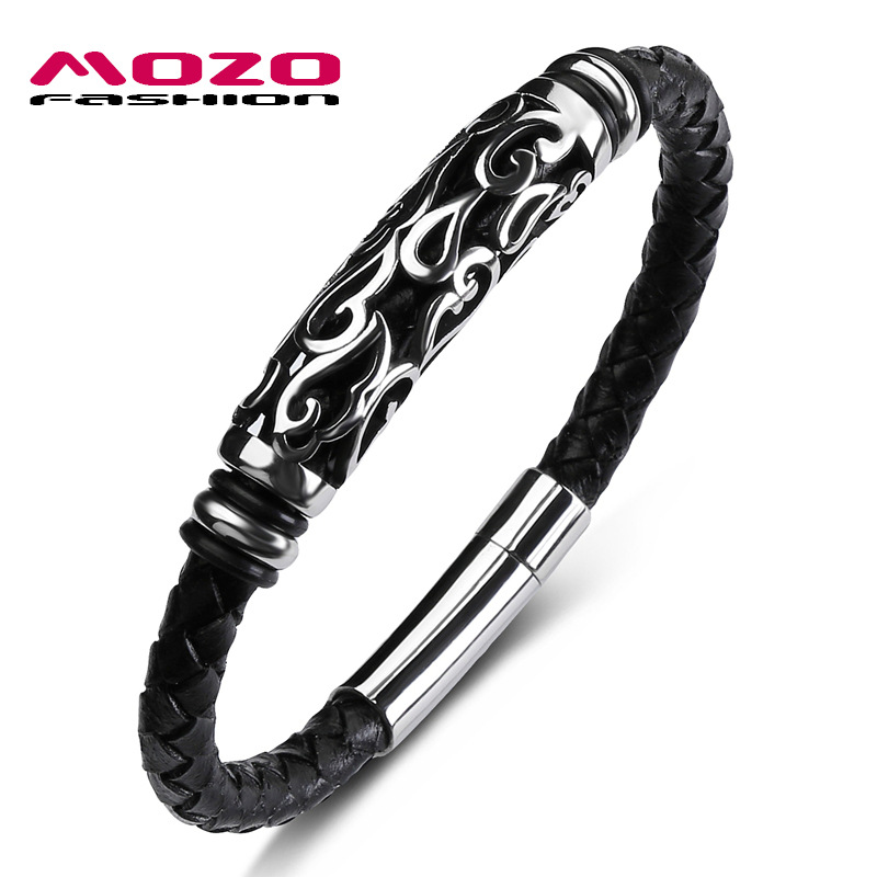 [Factory Wholesale] European and American simple leather bracelet men's bracelet gold cudgel trendy personalized bracelet