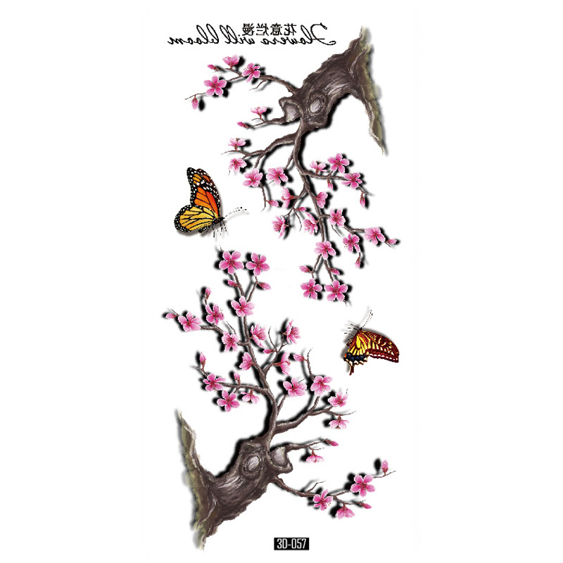 Rosa tatuaje pegatinas 3D TikTok Net color rojo impresión tatuaje pegatinas mariposa flor impermeable tatuaje pegatinas