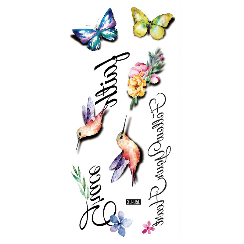 Rosa tatuaje pegatinas 3D TikTok Net color rojo impresión tatuaje pegatinas mariposa flor impermeable tatuaje pegatinas