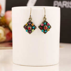 欧美复古外贸货源 时尚波西米亚彩钻耳环女款