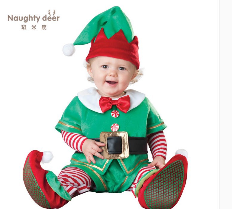 Santa elfo ropa rendimiento árbol de Navidad ropa infantil jardín mono ELK muñeco de nieve modelado ropa