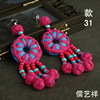 Ethnic cloth from Yunnan province, earrings handmade, wholesale, ethnic style, flowered