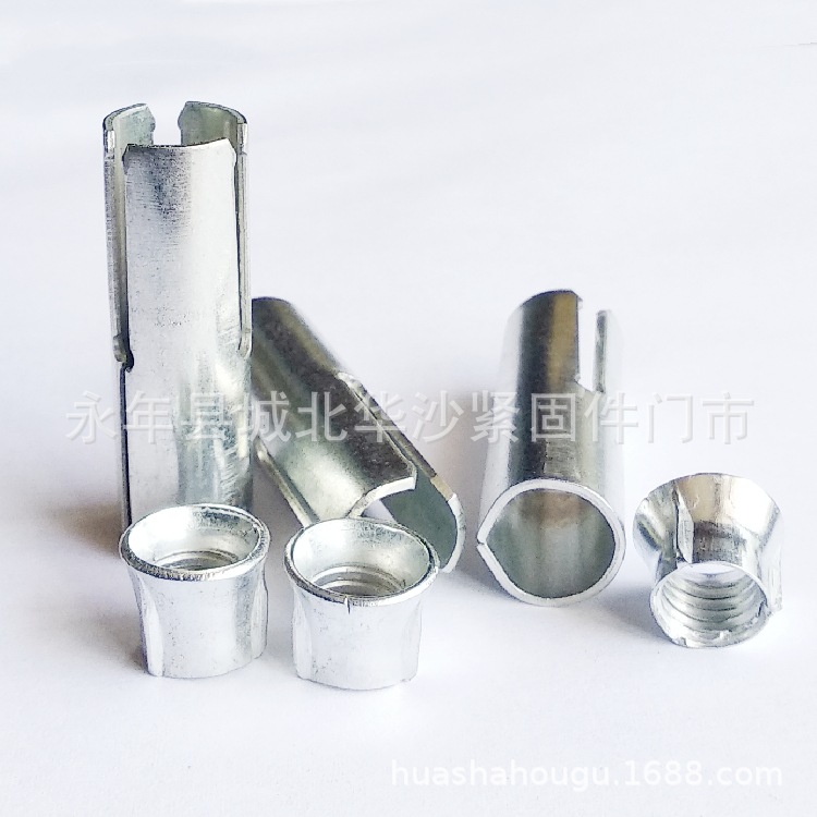 永年厂家批发标准1个厚镀白锌拉爆膨胀螺丝胀管 锥母三件套