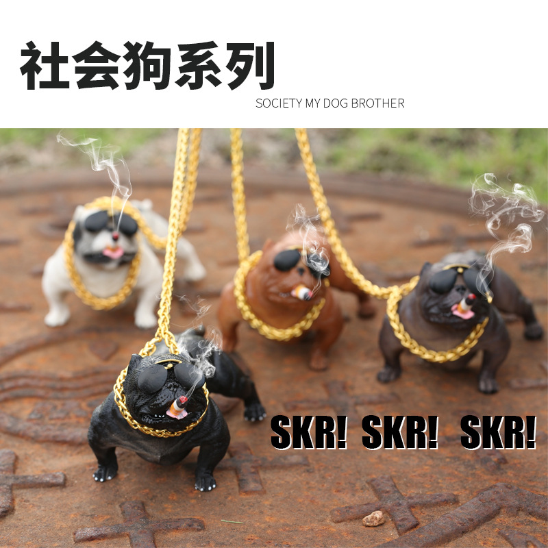 Decoración del coche creativo francés cubo matón perro lindo suministros decoración del coche decoración interior del coche muñeca del perro