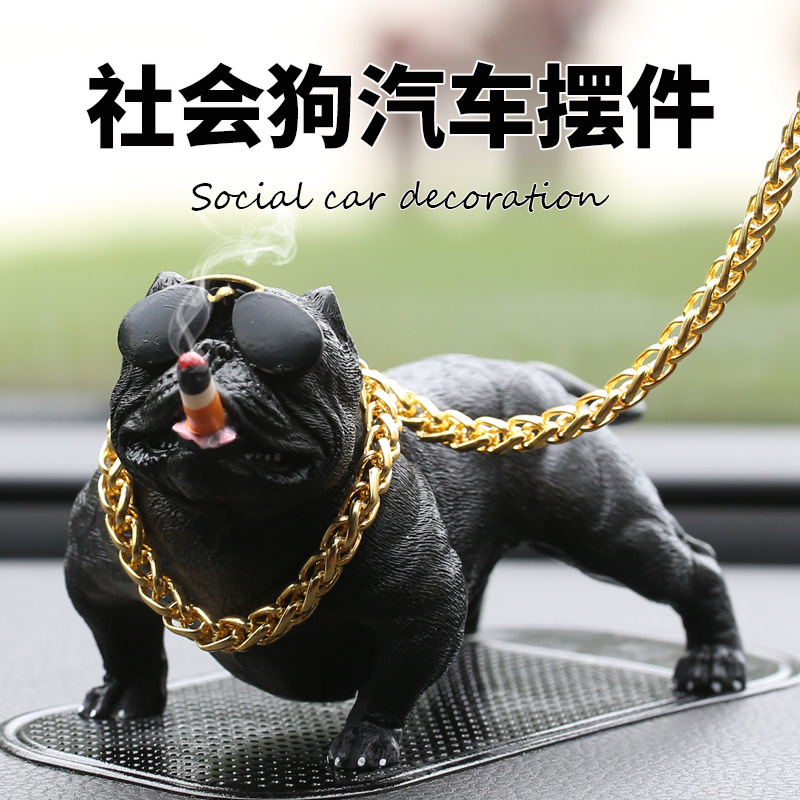 Decoración del coche creativo francés cubo matón perro lindo suministros decoración del coche decoración interior del coche muñeca del perro