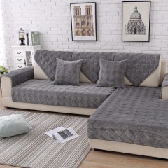 Cross-border winter plush thick anti-slip modern minimalist solid wood seat cushion sofa cover universal full cover set