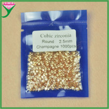 批发小圆形香槟色人造立方氧化锆石裸石 摩根彩色戒面宝石香槟锆