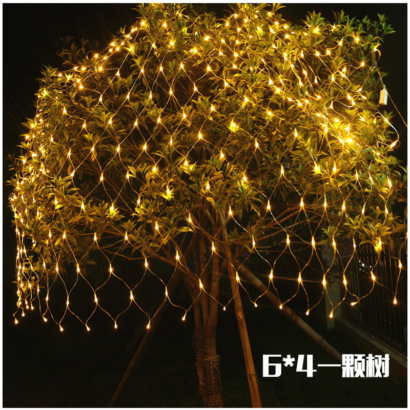 Cadena de luz LED luz solar del césped luz del jardín al aire libre pequeña luz de color con luz de camping Luz de red de pesca color decorativo Cadena de luz