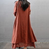 Autumn ethnic colored dress, set, ethnic style, oversize, cotton and linen