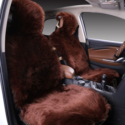 Seat cushion, seat cover — cashmere backrest main driving - coffee-five-seat-set-long-hair-thickening
