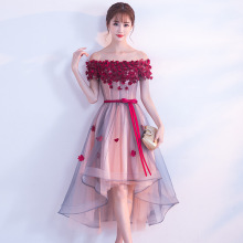 洋装小晚礼服裙2025新款订婚宴会一字肩新娘敬酒服生日派对连衣裙