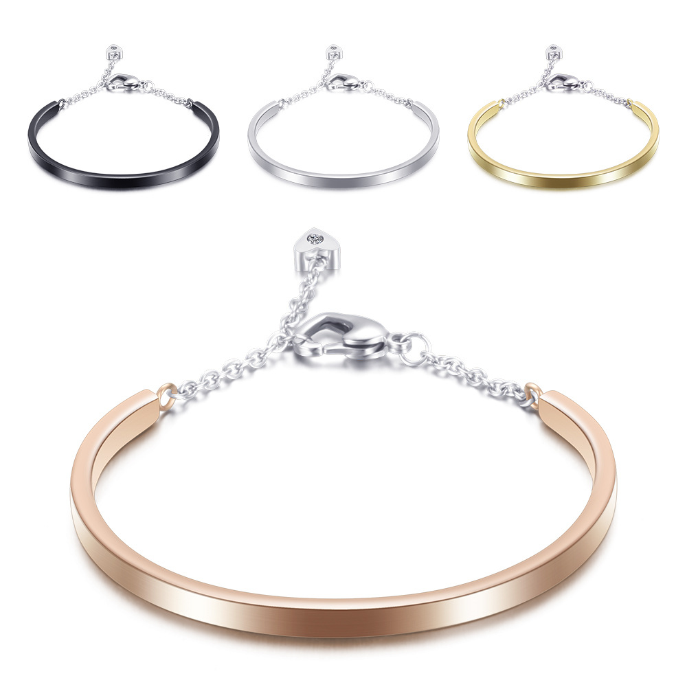 U-Shaped Bracelet Titanium Steel Rose Gold Silver Black
