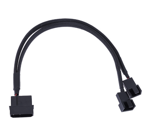 Computer Cooling Fan One-to-two-wire Large4pin To3pin4pin Snakeskin Mesh One-to-two Adapter Extension Cable