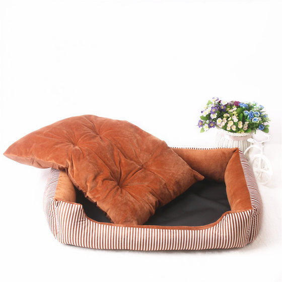 Kennel Four Seasons New Teddy Golden Retriever Large, Medium and Small Dog Striped Pet Kennel Dog Bed Mat Cat Kennel Factory Sales