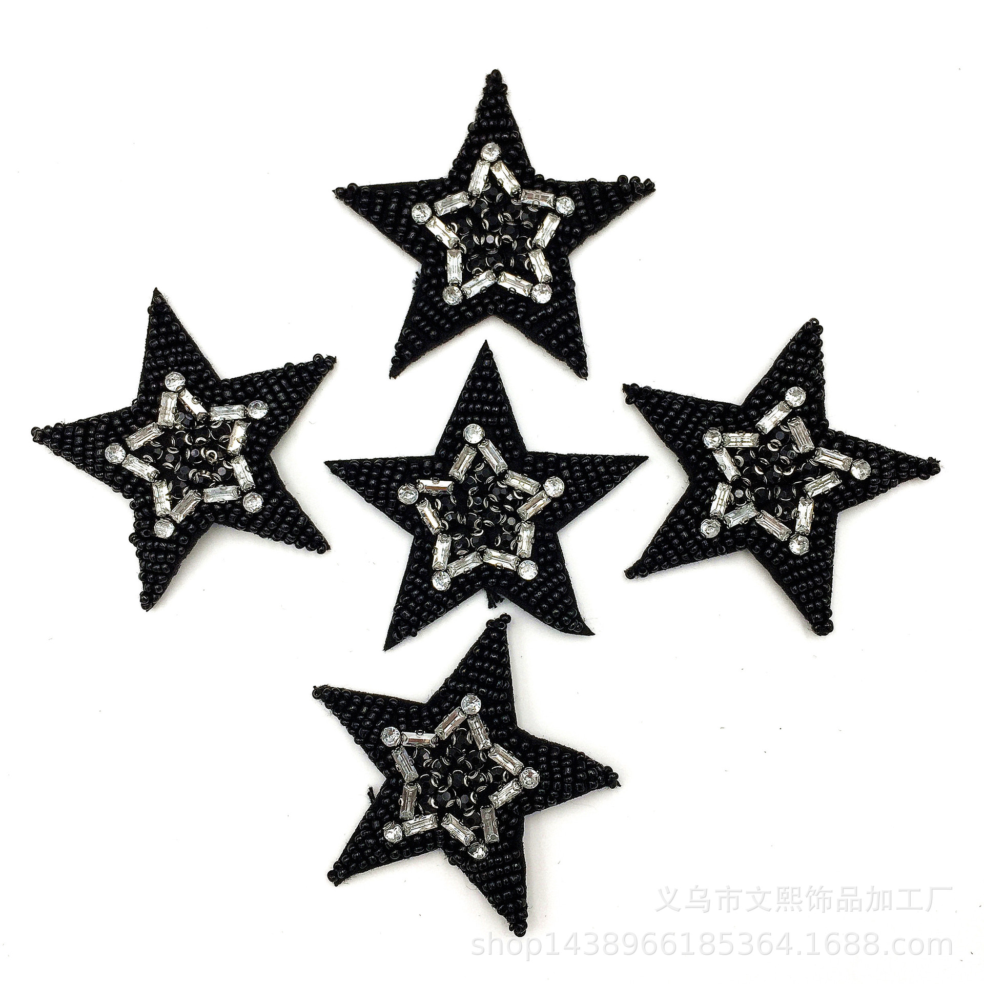 厂家 新款 钉珠五角星布贴服装包包装饰辅料