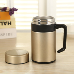 Wholesale stainless steel thermos cup gift men's business office cup with handle filter tea cup custom LOGO
