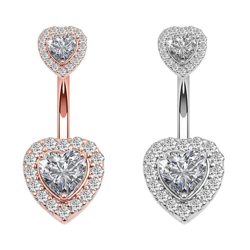European and American new love belly button ring creative zircon navel button navel ring piercing jewelry