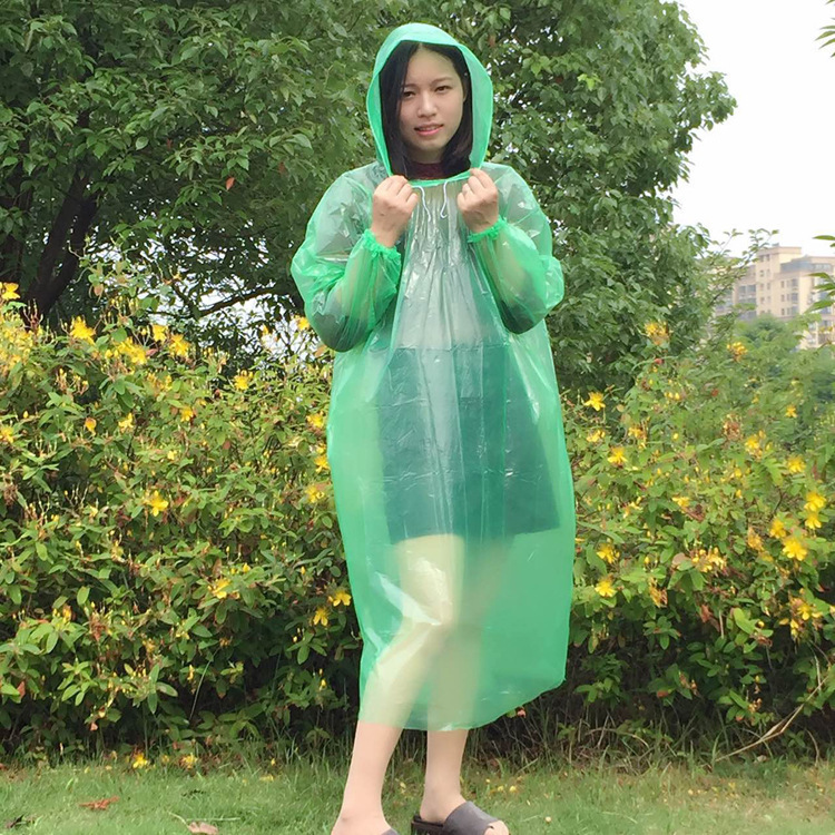 Disposable Raincoat 40g Thickened Outdoor Transparent Raincoat Mountaineering Poncho for Men and Women with Hood One-Piece Raincoat