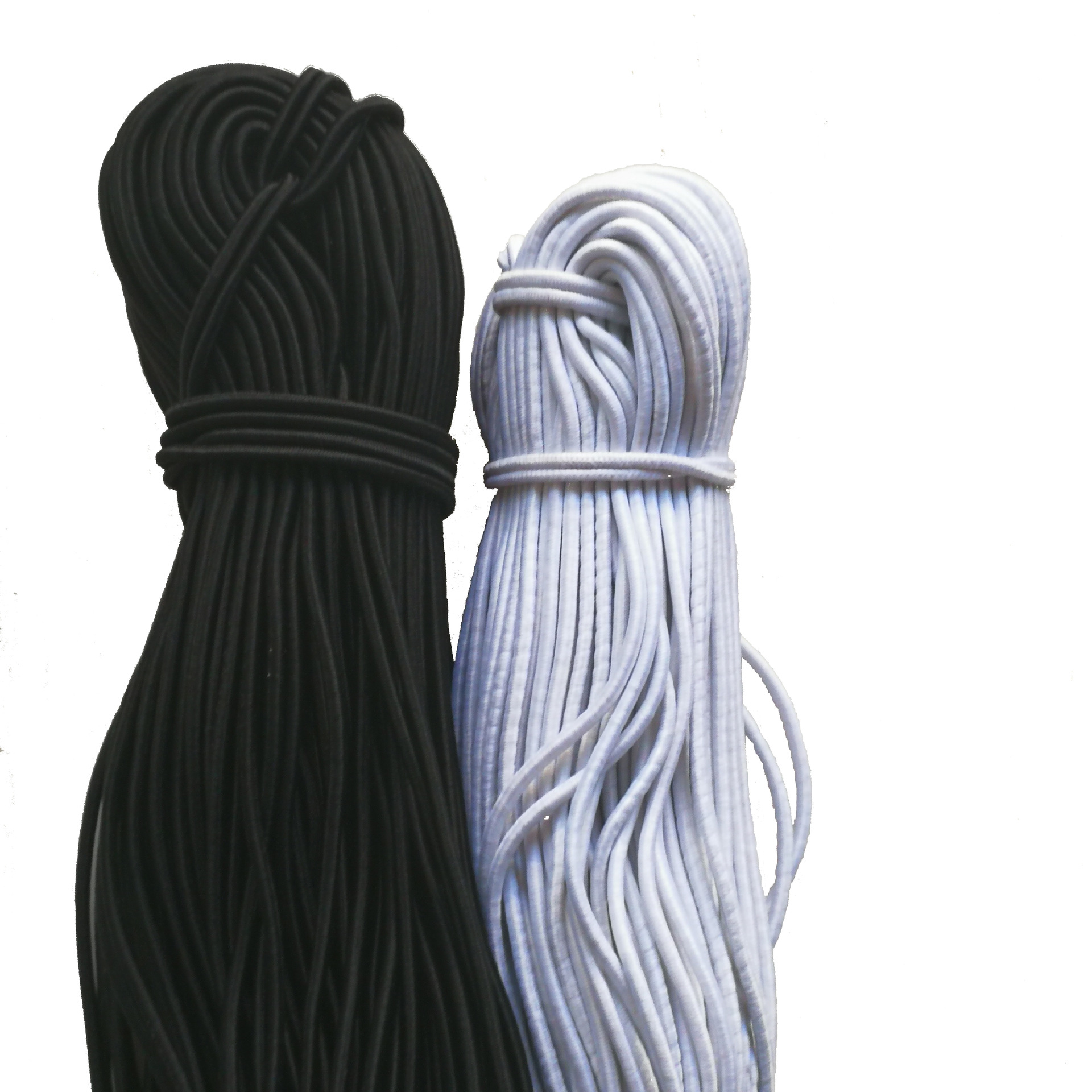 厂家直供高弹乳胶黑白圆松紧绳涤纶皮橡筋弹力松紧带抽绳2.5mm3mm