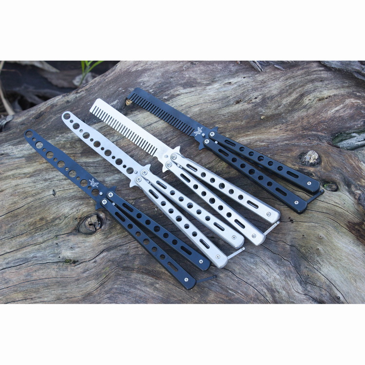 现货供应 未开刃美国蝴蝶练习刀c27 梳子甩刀c25 玩酷训练刀工具