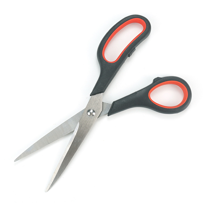 8.5寸不锈钢彩柄橡塑剪刀 服装缝纫剪 直头剪刀  办公用具批发