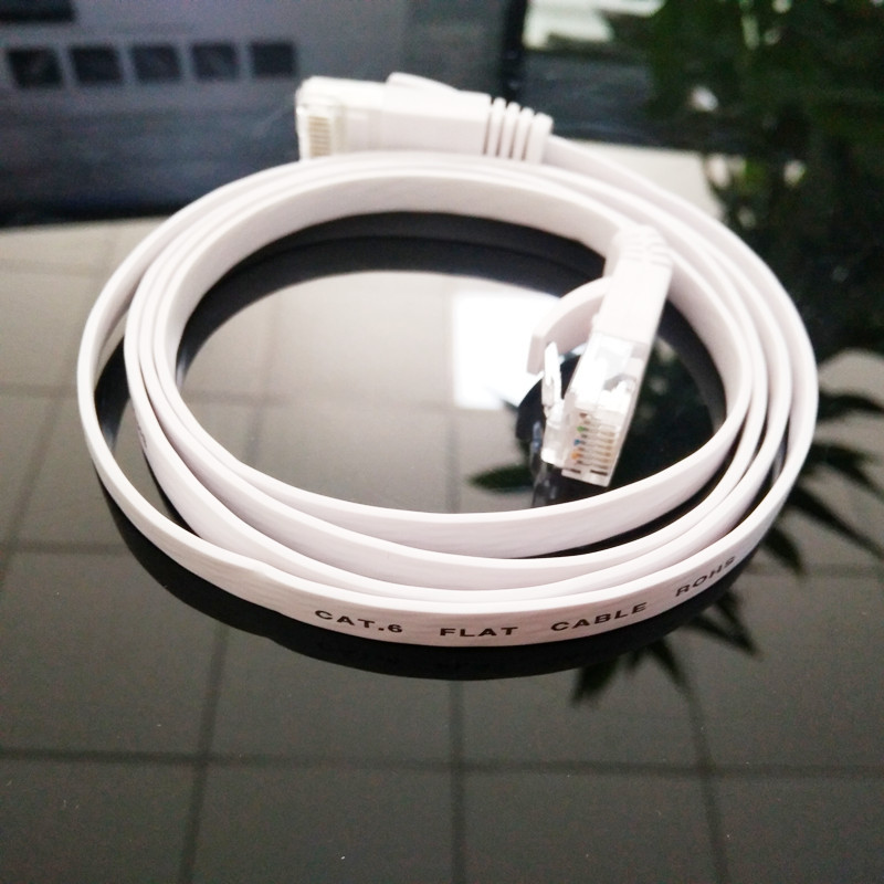 CAT6 32AWG 无氧铜六类扁平网线 2米纯白色网线 六类扁平跳线