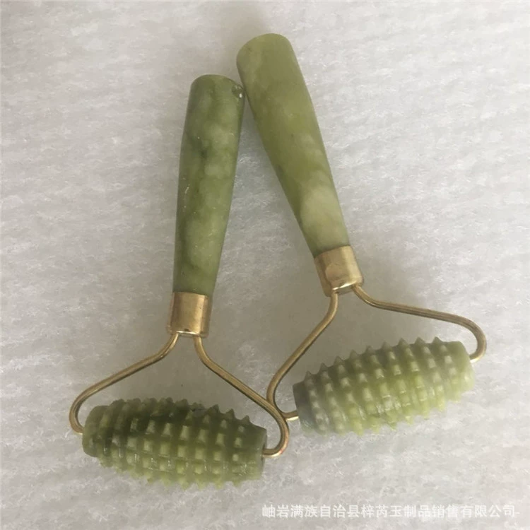 Нефритовый косметический контейнер с шипами, массажер натуральный Xiuyan, нефритовый массажер для лица, массажная палочка, нефритовый роликовый косметический контейнер