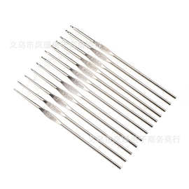 细号铁电镀单头钩针12根一套0.6MM-1.9MM12支蕾丝钩针批发CH089