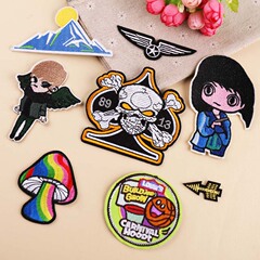Embroidered patch with computerized stitching, exquisite DIY skull girl mushroom clothing decoration patch, perfect for embellishing garments.