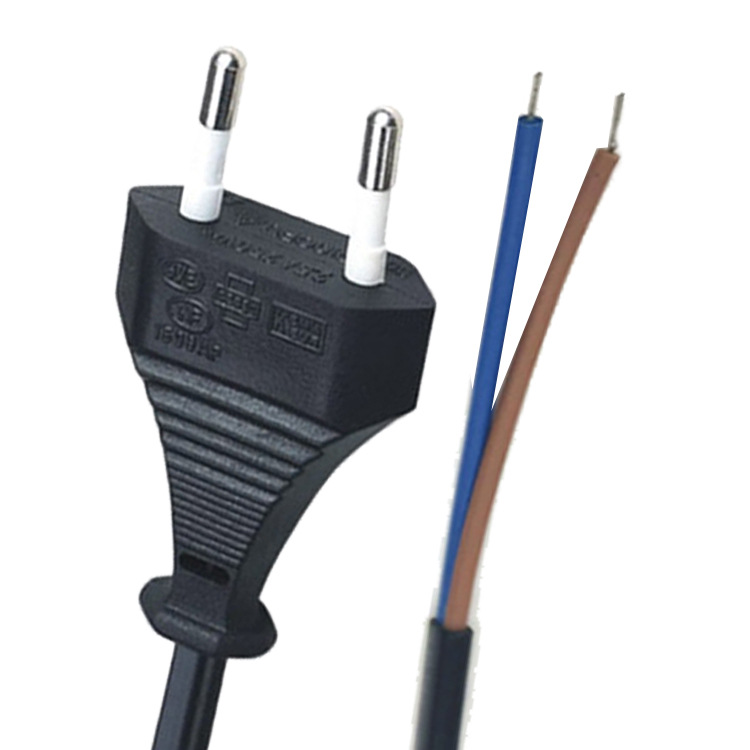 欧规电源线 两芯2*075平方1.5米两圆插AC线LED连接线德法式插头线