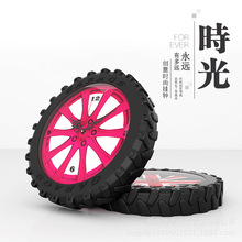 装饰挂钟新款创意潮流个性钟表大气时尚复古时钟轮胎造型艺术时钟