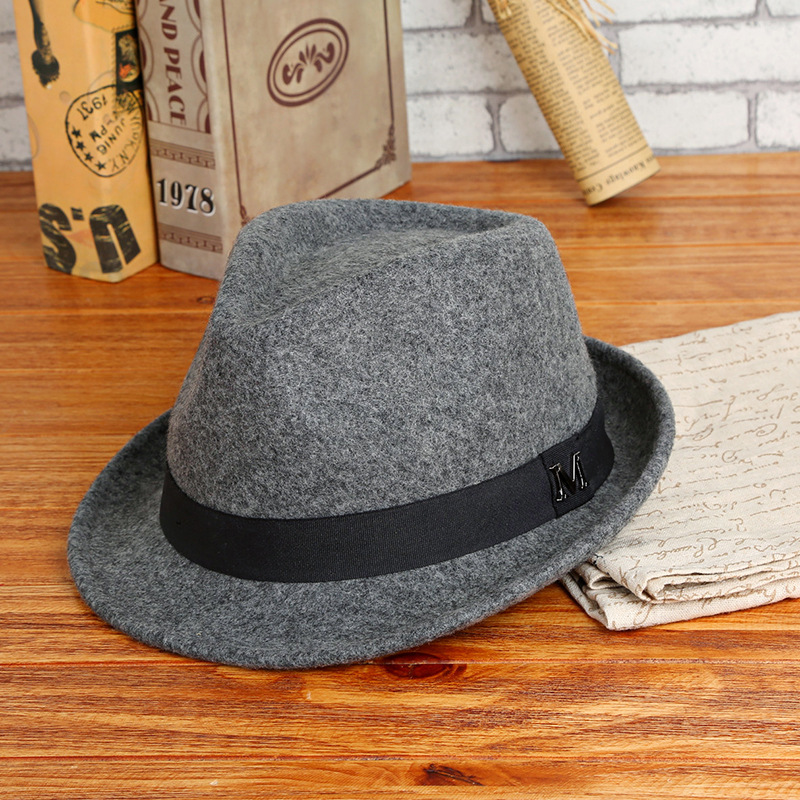 Hat men's pure wool green middle-aged small hat autumn and winter warm outdoor British jazz hat manufacturers direct batch