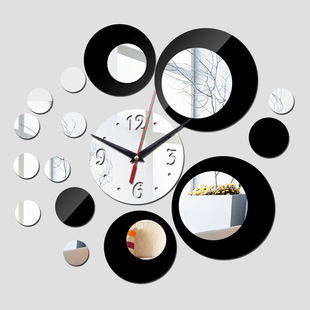 Manufacturer Wholesale Cross-Border Crystal Three-Dimensional Acrylic Wall Clock Wall Sticker Clock Home Background Wall Living Room Decoration Clock