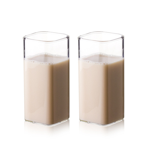 Straight square transparent glass water cup high temperature resistant flower tea cup ins style household candle aromatherapy single layer tea drinking cup