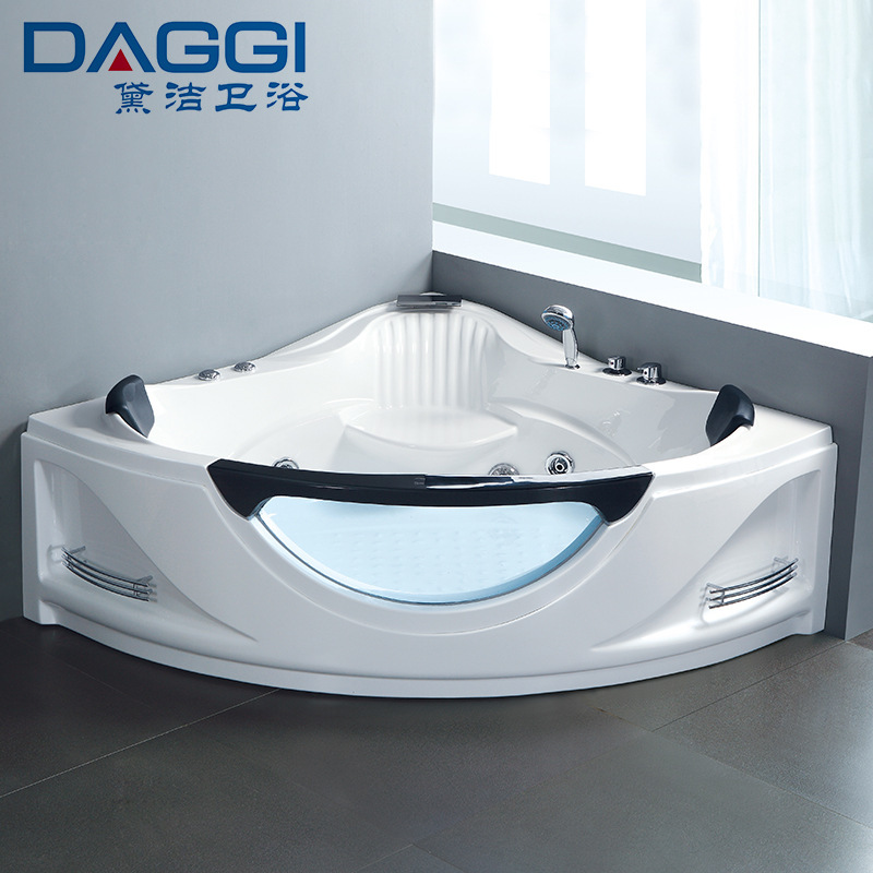 Massage Bathtub Acrylic Fan-Shaped Double Hydraulic Massage Surfing Constant Temperature Smart Bathtub Curved Bathtub