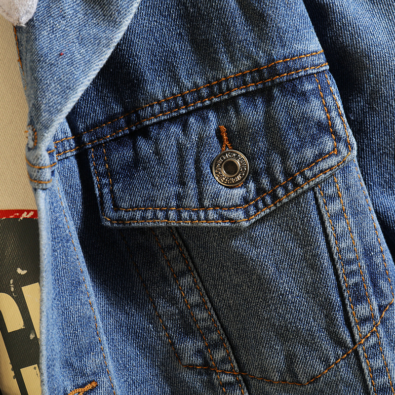 Herrenbekleidung Mode gewaschen einfache Jeansjacke mit Kapuze Denim_voghion.com