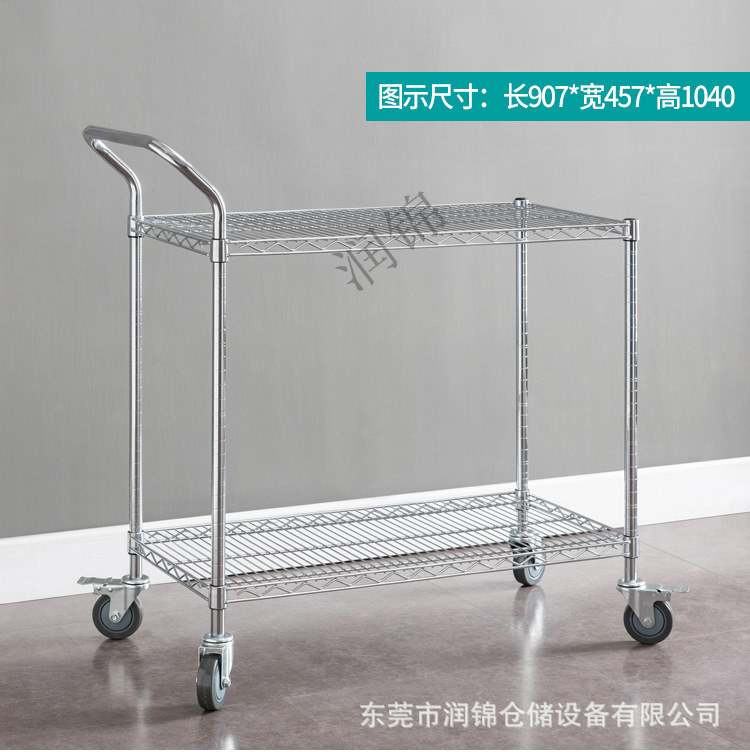 不锈钢推车多功能仓库家用物料车防静电一件代发静音滚轮手推车