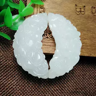 厂价批发玉器白玉龙凤吊坠 时尚DIY白玉配饰玉佩阿富汗玉龙凤挂件