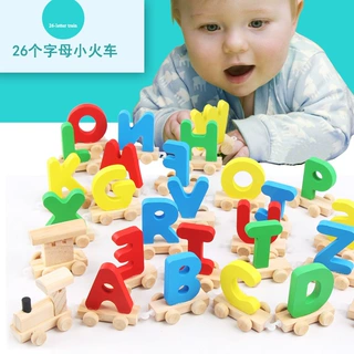 顶牛厂家批发木制字母拼接小火车幼儿动手早教益智3-4-5儿童玩具