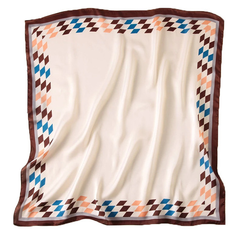 Japanese and Korean Spring and Autumn New Elegant Small Square Scarf Korean Printed Sunscreen Silk Scarf Fashion Trendy Sweet Scarf