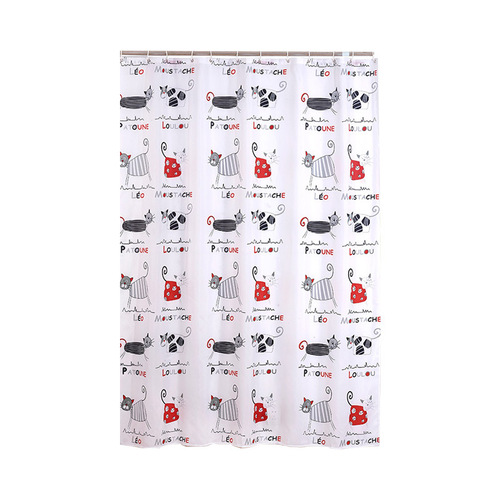 Cross-border Amazon Bathroom Curtain Cartoon Cat Thickened Bathroom Waterproof Shower Curtain PEVA Shower Curtain Fabric Wholesale